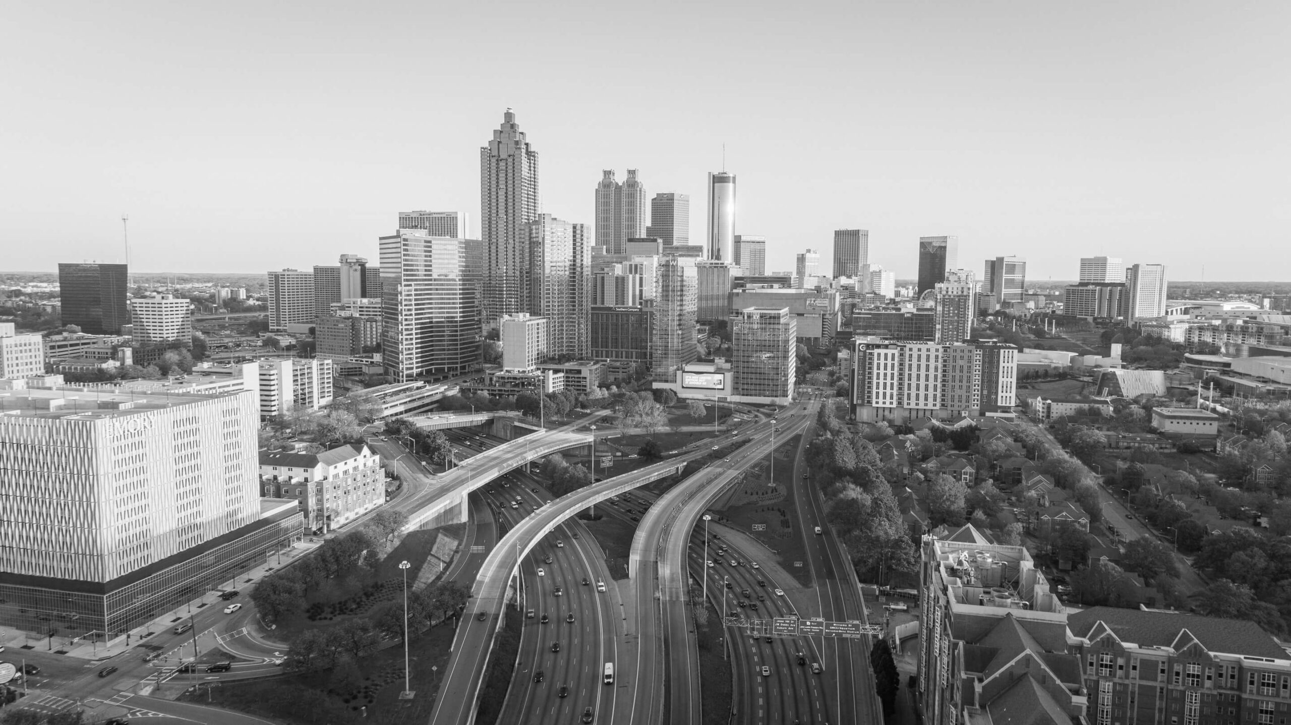 Atlanta skyline in black and white