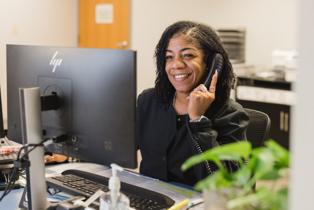 Smiling receptionist